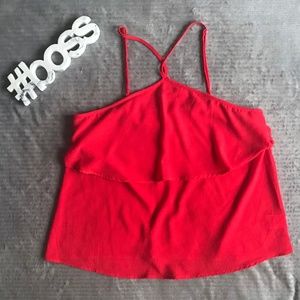 Red Tiered Flowy Top